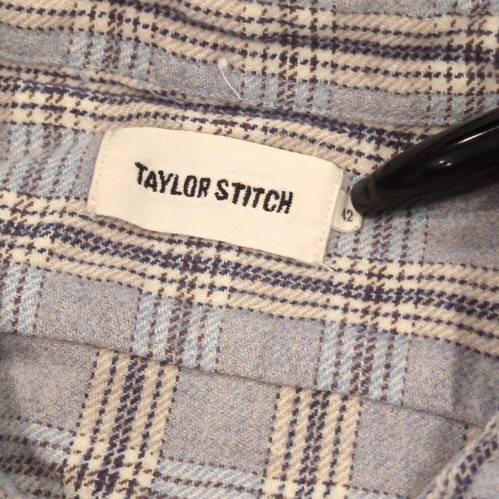 Taylor Stitch Jack Shirt Men's 42 Large Slate Plaid Oxford Heavyweight Huckberry - Picture 2 of 13
